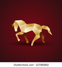 vector golden origami horse