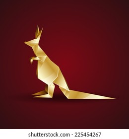vector golden origami kangaroo