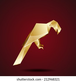 vector golden origami parrot