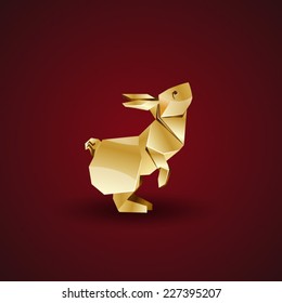 vector golden origami rabbit