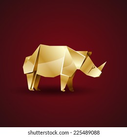 vector golden origami rhino