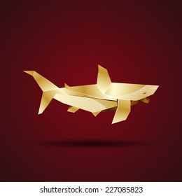 vector golden origami shark