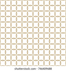 Vector golden ornament. Elegant seamless pattern in oriental style. Texture of mesh, net, ornamental grid, lattice. Gold and white abstract background. Subtle design for decoration, covers, prints 