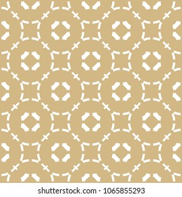 Vector golden ornament pattern in Arabian style. White and gold elegant seamless texture with curved geometric shapes, grid, lattice, repeat tiles. Abstract ornamental background. Stylish design