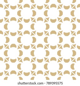 Vector golden ornament pattern in Asian style. White and gold elegant floral seamless texture with simple geometric shapes. Abstract ornamental background. Repeat design for decoration, tiling, cloth