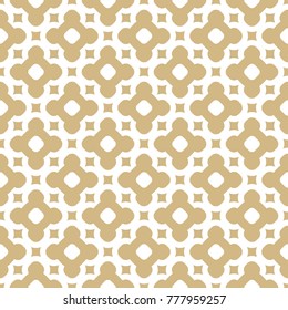 Vector golden ornament pattern in Moroccan style. White and gold elegant floral seamless texture. Abstract geometric ornamental background. Repeat design for decoration, tiling, carpet, textile, cloth