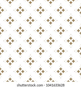 Vector golden ornamental pattern in Asian style. Abstract geometric seamless texture with floral shapes, diamonds, stars. Elegant minimalist gold and white background. Luxury repeat ornament design