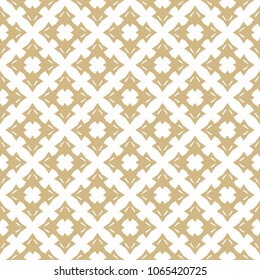 Vector golden ornamental pattern in oriental style. Abstract geometric seamless texture with floral shapes, stars, crosses. Elegant gold and white background. Luxury ornament design, repeat tiles