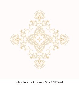 Vector golden ornamental rhombus composition on white background