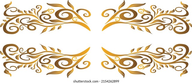 Vector golden ornament.Retro floral leaf pattern border foliage antique acanthus calligraphy. Tile decor element
