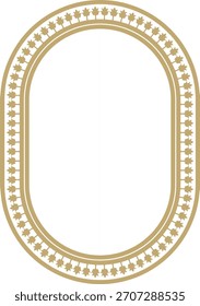 Ornamento bizantino clásico ovalado dorado de Vector. Círculo, anillo, frontera, Antigua Grecia, marco del Imperio Romano de Oriente. Decoración de la Iglesia Ortodoxa Rusa
