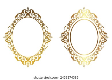 vector golden oval frame for invitation cards