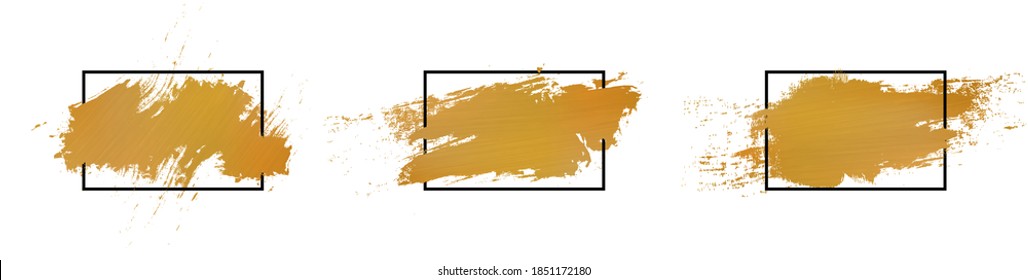 Pintura dorada vectorial en marco negro sobre fondo blanco