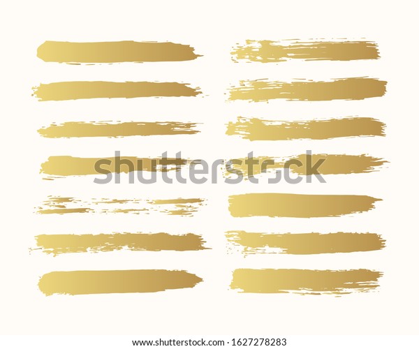 Vector golden paintbrush dividers. Paint gold ink\
stripes. Distressed banner. Black isolated brush torn border set.\
Chinese rough box\
shapes.