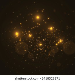 Partículas doradas vectoriales borrosa fondo decorativo.