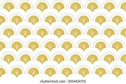 vector golden pattern in dots, arches and palms on white background