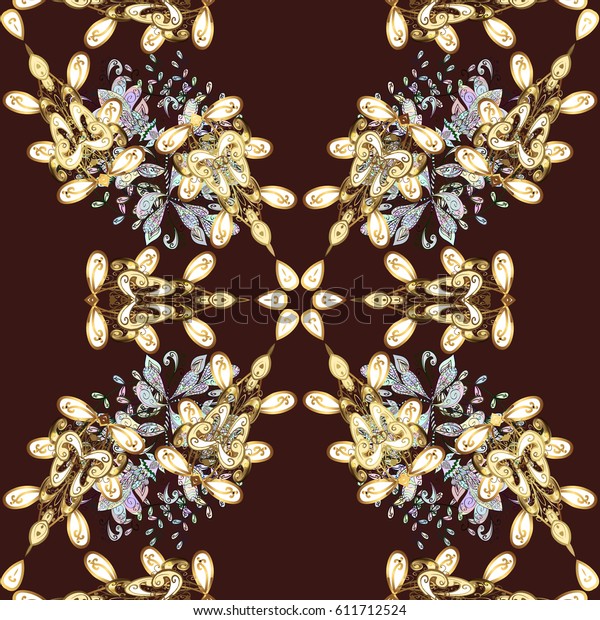 Vector Golden Pattern On Brown Background Royalty Free Stock Image Images, Photos, Reviews