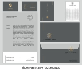 Vector golden patterned corporate identity template. Floral  pattern with premium design. Luxury and elegant graphic template layout for business