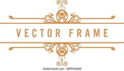 Vector golden picture frame on white background