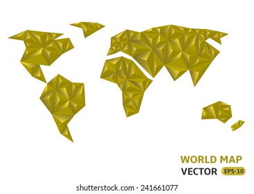 Vector golden polygonal style illustration of earth planet