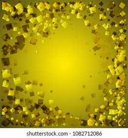 Vector golden postcard from yellow rhombuses on a gold background. For paper or registration of business projects.