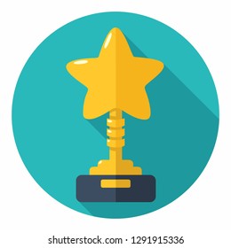 Vector golden prize cup icon. Cup winner in the form of a star. Cup for first place in flat minimalism style.