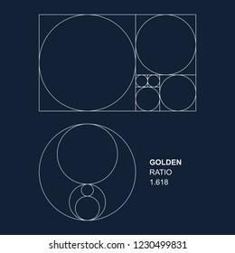 Vector golden ratio (1.618) squares and circles for graphic designers, high quality editable and scalable eps file available