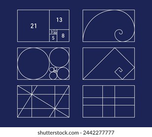 Vector golden ratio ideal symmetry layout set