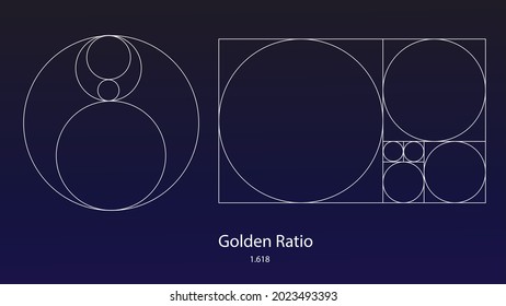 Vector golden ratio squares and circles (1.618). Golden ratio. Geometric shapes. Abstract vector Logo. Vector icon.  Editable and scalable eps.