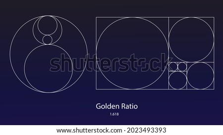 Vector golden ratio squares and circles (1.618). Golden ratio. Geometric shapes. Abstract vector Logo. Vector icon.  Editable and scalable eps.