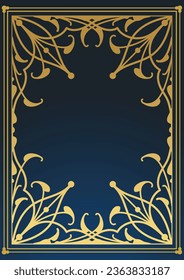 Vector golden rectangular frame in vintage style