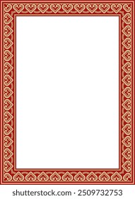 Vector golden with red Chinese rectangle, frame. Square ornaments of oriental peoples, korea, taiwan, china, hong kong, indonesia
