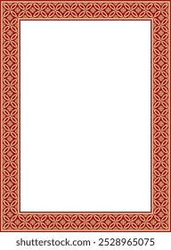 Vector golden with red Chinese rectangle, frame. Square ornaments of oriental peoples, korea, taiwan, china, hong kong, indonesia
