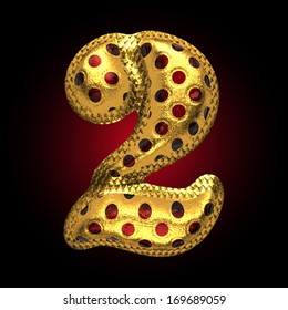 vector golden and red letter