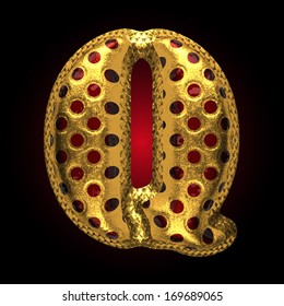 vector golden and red letter