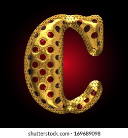 vector golden and red letter
