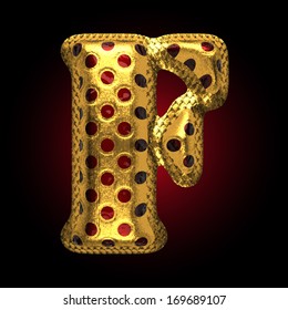 vector golden and red letter