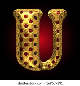 vector golden and red letter