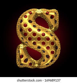 vector golden and red letter