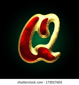 vector golden and red letter