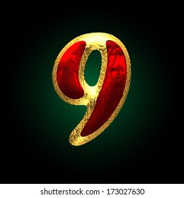 vector golden and red letter
