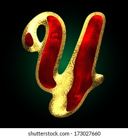 vector golden and red letter