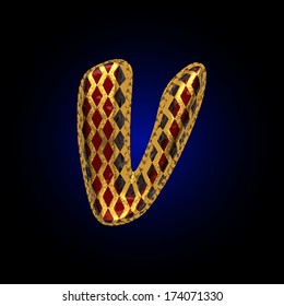 vector golden and red letter