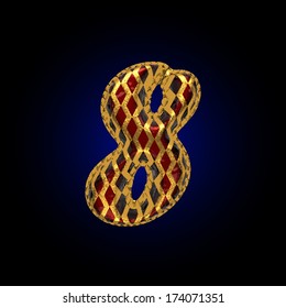 vector golden and red letter