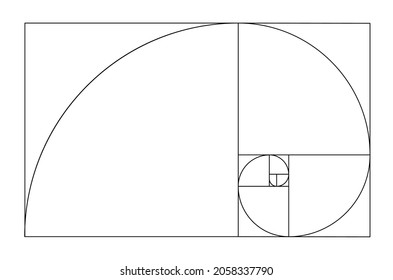 Vector golden relationship template. Golden spiral, golden ratio, Fibonacci array, Fibonacci number. Divine proportions.