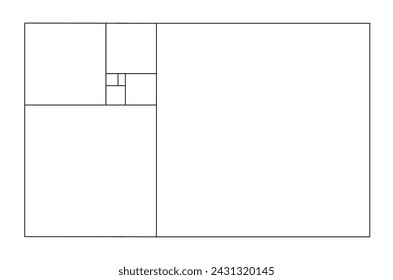 Vector golden relationship template. Golden spiral, golden ratio, Fibonacci array, Fibonacci number. Divine proportions.