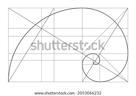 Vector golden relationship template. Golden spiral, golden ratio, Fibonacci array, Fibonacci number. Divine proportions.