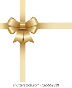 Vector golden ribbon with bow