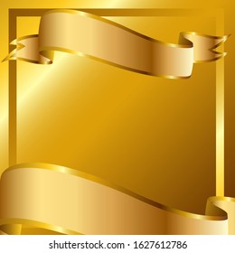 vector golden ribbon, illustration of gold ribbon and frame.