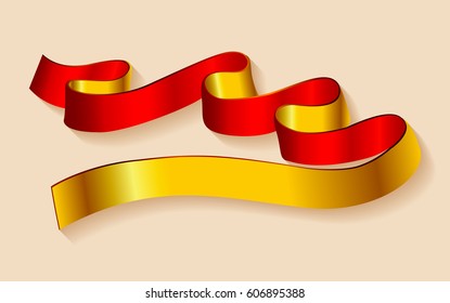 Vector golden ribbon.Gold ribbon tape.